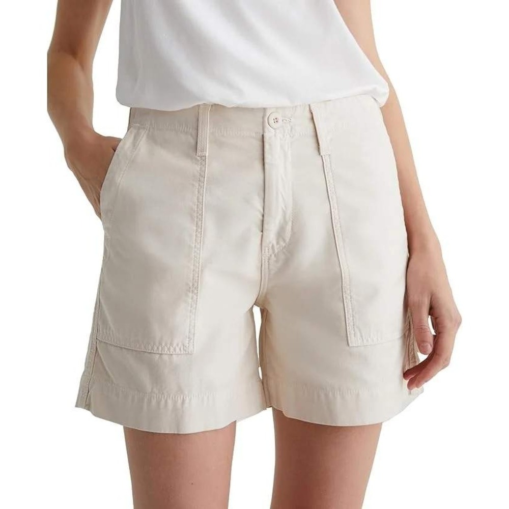 AG Rosa Mid Rise Utility Shorts Womens 25 Opal Stone Beige Cotton Cargo Pockets